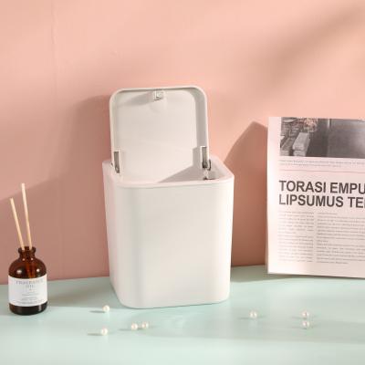 China JOYBOS Durable Exquisite Small Durable Desktop Trash Can Fits On Office Home Kitchen Bedroom Car Ceramic White Exterior for sale