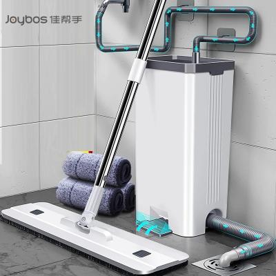 China JOYBOS Stocked Flat Mop With Bucket Hand Free Drying And Washing Function For Wholesale Rotating Round Floor Mop Cleaner for sale