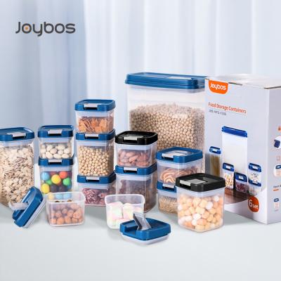 China Freshness Preservation JOYBOS Food Storage Box Container 6 PCS Suit Kitchen Canisters Big For Cereal Multigrain Block BPA FREE Dessert Bottle Bulk Jar for sale