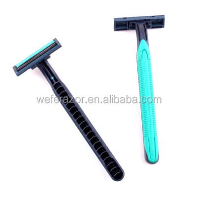 China Twin Blade Disposable Razor With Rubber Handle for sale