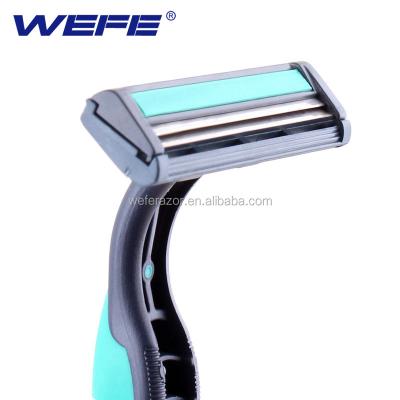 China Disposable twin blade razor wefe brand with ABS rubber razor handle twin blade with strip for sale