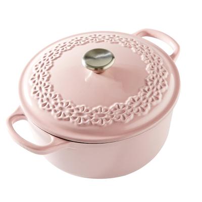 China SJP144 Home Kitchen Cookware Custom Made Non-Stick Cast Iron Soup Pot Enamel Casserole for sale