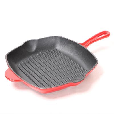 China SJP037 Weddings Custom Cooking Cookware Enamel Cast Iron Baking Griddle Pan Barbecue Oven Cookware Non-Stick Grill Pan for sale