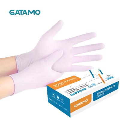 China SN23 Gatamo Surgical Anti Bacterial Single Use Gloves Powder Free Custom Made Light Pink Strong Nitrile Synthesis Gloves 100pcs for sale