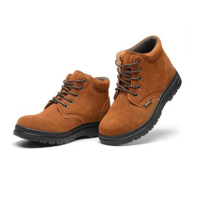 China Steel Toe Shoes SJH09 Suede Leather Lace Up Breathable Anti-smash And Anti-Puncture Safety Shoes for sale