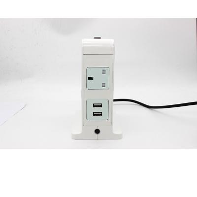 China Residential Power / General Purpose / Commercial UK Rectangular Desktop Embedded Electrical Outlet With Type C / USB Embedded Desktop Power Socket 3 Sockets 2usb-c for sale