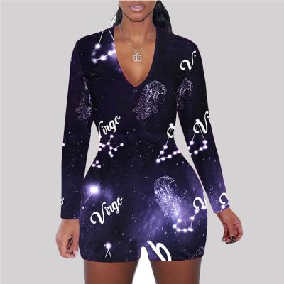 China 2021 Summer QUICK DRY Long Sleeve Overalls Constellation Onies Pajamas Women Sleepwear Pajamas For Women for sale