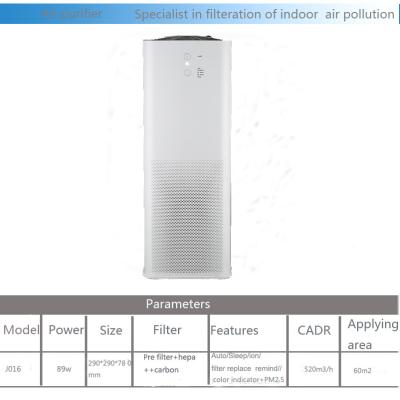 China 3000000pcs/Cm3 520m3/H 60m2 Smart Hepa Air Purifier for sale