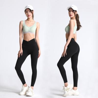 China Breathable V-Shape Mid Waist Yoga Fitness Tight Fit Soft Shape Thin Opaque Tights for sale