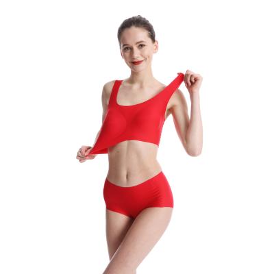 China New Year Lucky Red Ladies Sexy Indoor Comfortable Body Stocking Underwear Set Women Seamless Underwear With Falsie for sale