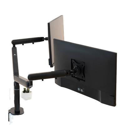 China Factory Made High Quality Aluminum Dual Arm Computer Stand Monitor Arm Desktop Mounting Bracket for sale