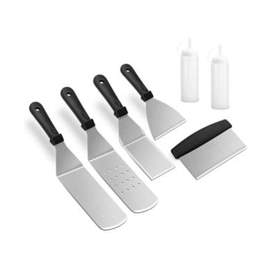 China 2020 Amazon Hot Selling Easily Cleaned Stainless Steel Griddle Accessories Cooking Kit, Grill Utensils Set With Brush for sale