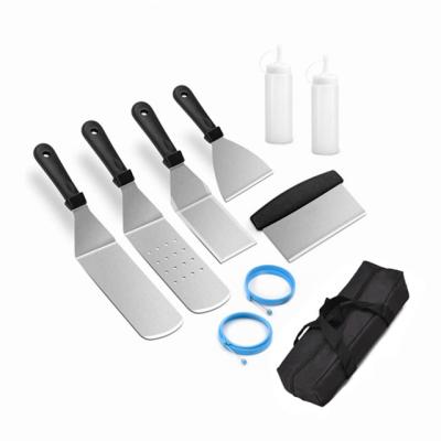 China Easily cleaned flat surface stainless steel griddle grill accessory set set for BBQ with silicone egg rings and spatula for griddle for sale