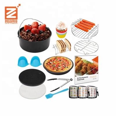 China Multifunctional Air Fryer Accessories 8 Inch 15 Pieces Set For Cake 4.2-5.8QT Double Basket Pizza Dish Grill for sale