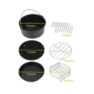 China Hotel Amazon Hot Sale 8 Inch Air Fryer Accessories Set with Cake/Pazza Barrel Pan and Silicone Mat for 4.2/5.2/5.8 Quart XL Airfryer for sale