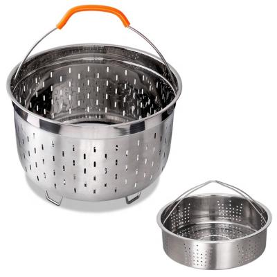 China Sustainable Double Row Vegetable / Food Stainless Steel Steamer Basket For 5/6/8 Quart Instant Pot Accessories for sale