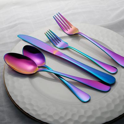 China Amazon 2018 Hot Sale Disposable Colored Silverware Set 20 Pieces Set Silver Stainless Steel Cutlery Sets for sale