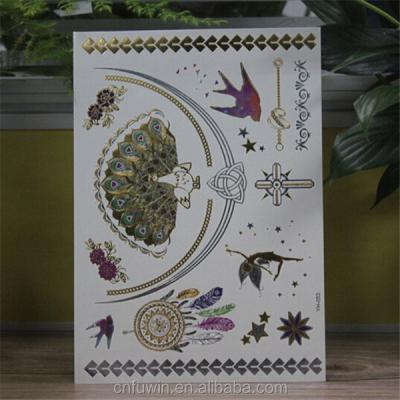 China Newest Temporary Peacock Design Temporary Metal Tattoo Stickers for sale