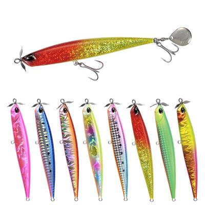 China 27g 110mm Plastic Pencil Pe073 8 Color Top Right Sinking Fishing Lures Swim Plastic Hard Artificial Baits for sale