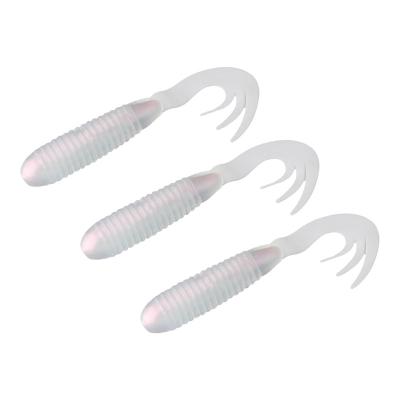 China Sc103 Trident Curved Tail Top Right Outdoor Fishing Activity 5.5g 5.5cm Bait PVC Fish Lures Soft Bait Artificial Fishing Lure for sale