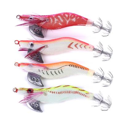 China Fh203 Top Right 7g 80mm Jigging Fishing Multisize Wooden Shrimp Lure Octopus Jigging Wooden Shrimp With 2.5# Hook FH203 for sale