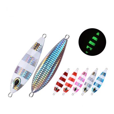 China Fishing Activity Jig010 Outdoor Top Right Luminous Slow Throw Fishing Lures Lead Metal Sinking Flat Baits Lures for sale