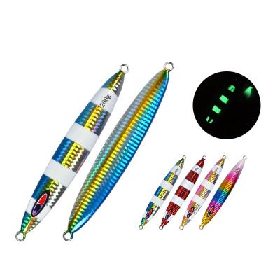 China Jig023 Fishing Activity 160mm 200g Fall Casting Outdoor Right Top Slow Lures Bait Lead Metal Luminous Sinking Flat Bait Bait Bait for sale