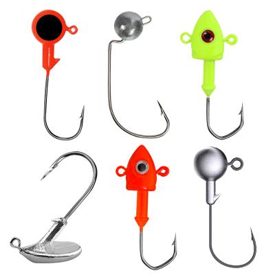 China Wholesale FH003 Durable Lead Jig Hook Top Right Fishing Round Ball Shape Slow Lead Head Jig Hook for sale