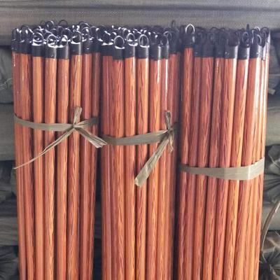 China Best Guangxi Home Factory Price PVC Coated Broom Stick Broom Wooden Handle With Short Plastic Hook for sale