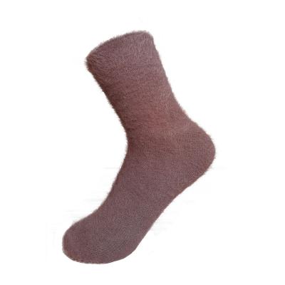 China Custom Made Anti-Fault Solid Color OEM Fuzzy Socks Winter Socks Woman Woolen Thick Warm Socks for sale