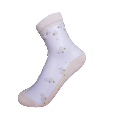 China Mesh Wholesale Flower Pattern Socks Breathable Antibacterial No Toe Led Socks Stockings for sale