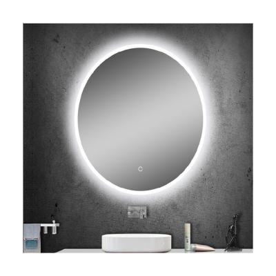 China Modern European Style Wall Mounted Lighted Bathroom Vanity Silver Waterproof Led Round Mirror for sale