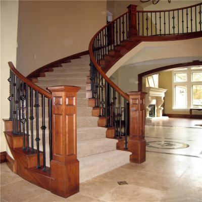 China New Modern Style Indoor Curved Wooden Stairs / European Oak Stairs Step Solid Wood Stairs for sale