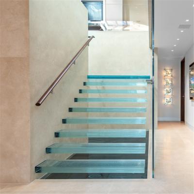 China Staircase Indoor Aluminum Wood Glass Staircase Empered Glass Staircase Construction Building DIY for sale