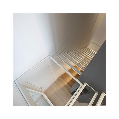 China Contemporary modern diy led floating glass cantilever floating stairs light case for sale