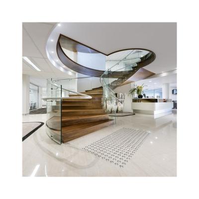 China Traditional; Moderate; Arts; Industrial; Fashion Staircase Large Curved Staircase Beige Marble Curved Glass Staircase for Villa for sale