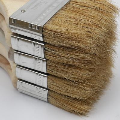 China Nature Bristle Hog Hair Head Oil Painting Long Lasting Economical Brush With Wooden Handle for sale