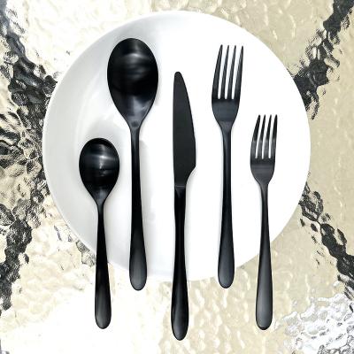 China Matt Black Viable PVD Coating Flatware Set 18/10 Stainless Steel Hotel Restaurant Wedding Silverware 5 Piece Flatware Set for sale