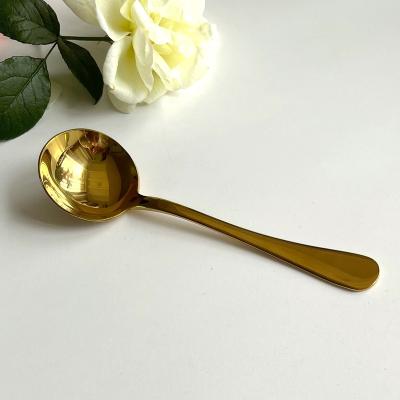 China Viable Rainbow Gold Teaspoon Stainless Steel 18/10 (SUS 304#) Food Safety Grade Coffee Cup Espresso Dessert Sugar Spoon for sale