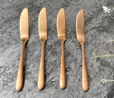 China Sustainable 4 Piece Set Butter Patty Knife 18/10 Stainless Steel Restaurant Home Party Breakfast Matt Rose Gold Cheese Spreader for sale