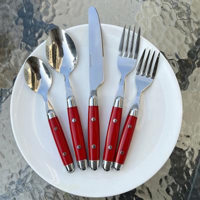 China Workable 5 Piece Cutlery Set With ABS Plastic Handle Full Tongs Service For 4 Piece Stainless Steel Mirror Polished Silverware Cutlery for sale