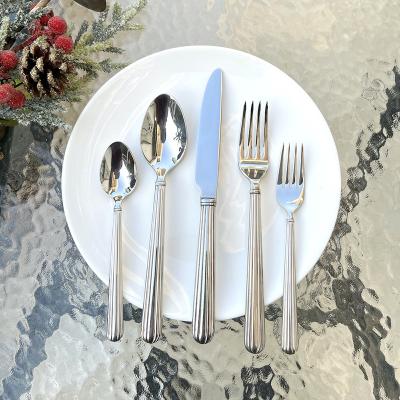 China 5 Pieces 18/10 Stainless Steel Food Grade Hotel Material Polished Viable Good Quality Restaurant Hand Mirror Silverware Cutlery Set for sale