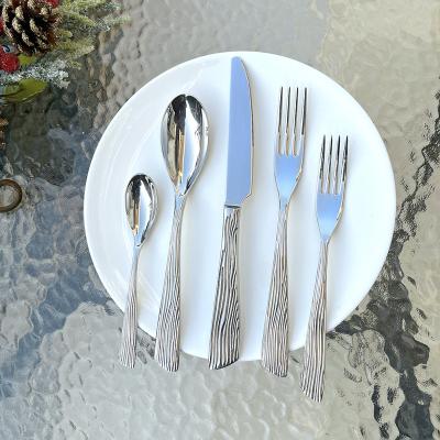 China 18/10 Sustainable Food Grade 5 Piece Polished Stainless Steel Hotel Restaurant Cutlery Hand Mirror Silverware Cutlery Set Good Quality for sale