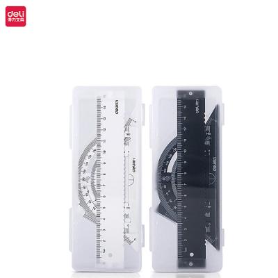 China Metal Deli drawing measuring triangle ruler ruler protractor geometry suit aluminum ruler stationery for sale