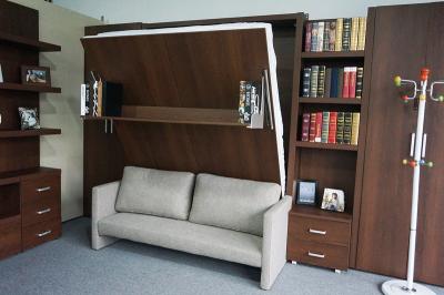 China Vertical Folding Sofa Wall bed with Bookshelf for Home Furniture for sale