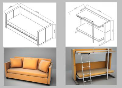 China Multifunctional Transformable Sofa Bed Sofa Bunk Bed For Small Appartment for sale