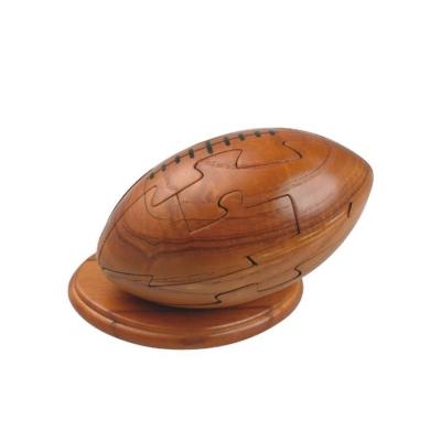 China DIY TOY EducationalWooden Puzzle, America football Puzzle, Rugby Ball 3D Wooden Puzzle for sale