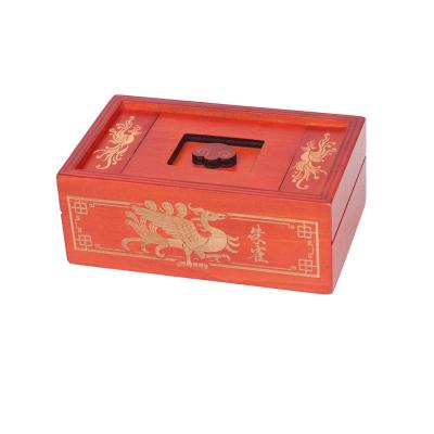 China Educational Toy Wholesale Creative Wooden Red Box Educational Toys Secret Box Wooden Toys Brain Teaser Puzzle for sale