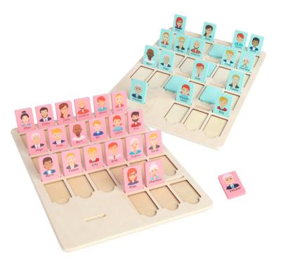 China Hardwood Educational Playing Game Children Guess Who I Am Parent Child Interactive Toy Who I Am Puzzle Board Game for sale