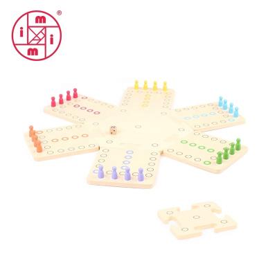 China 6+ Wholesale Wooden Chess 4 Player Ludo Family Board Game Children Montessori Early Educational Battle Games For Family for sale